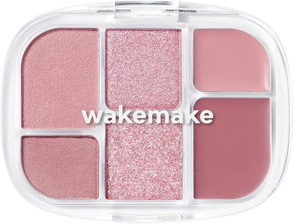 wakemake(ウェイクメイク) ソフトシアーマルチパレット02 レイジーローズ 6色入り アイシャドウ チーク ハイライト 自然な仕上がり 透明感 韓国コスメ 初心者向け パレット 人気 アイシャドウパレット